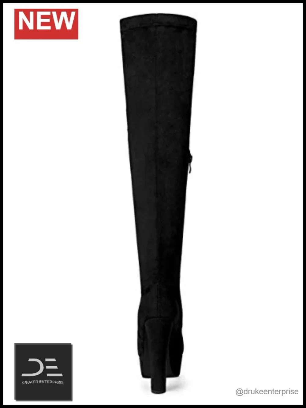 Women's Over Knee High Platform Block Heel Boots Faux Suede Thigh High Winter